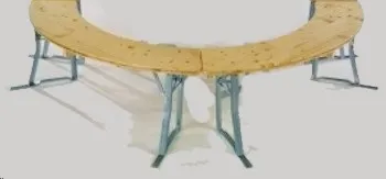 Banc en Bois demi-ronds pliants